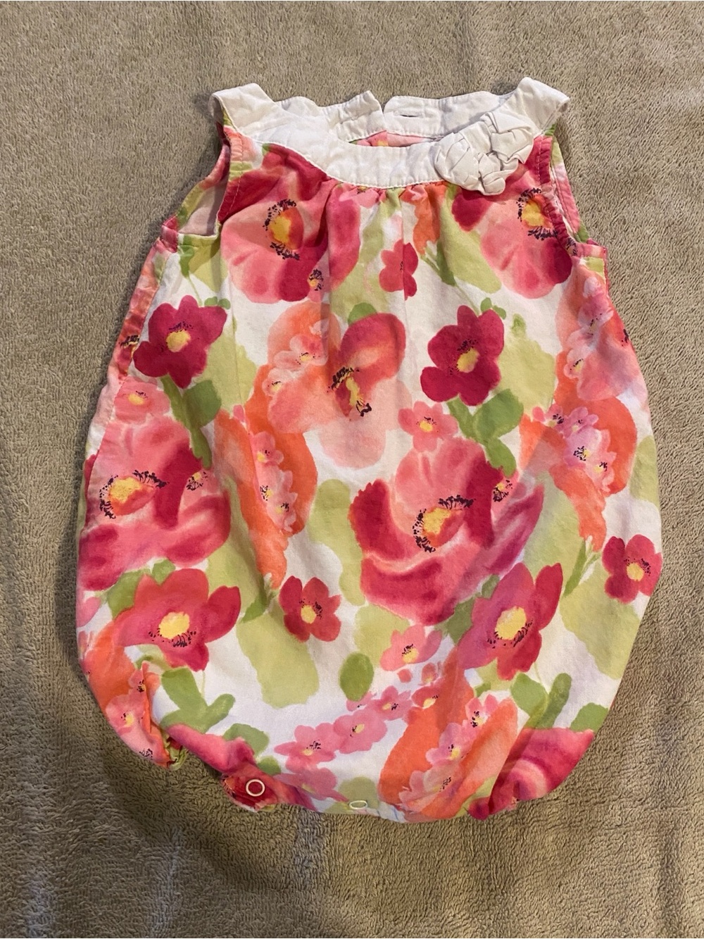 Gymboree Floral Bubble Romper in Coral, Pink & Green
